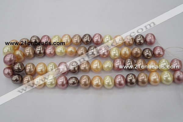 CSB699 15.5 inches 13*15mm oval mixed color shell pearl beads