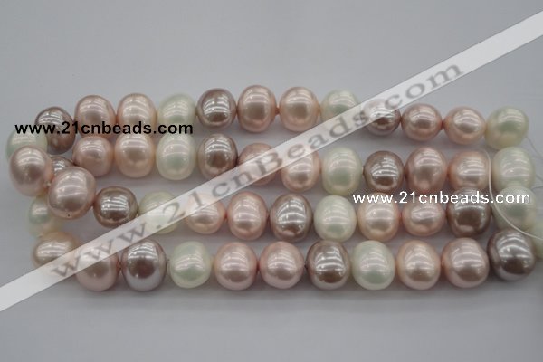 CSB713 15.5 inches 16*19mm oval mixed color shell pearl beads