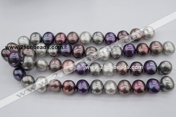 CSB714 15.5 inches 16*19mm oval mixed color shell pearl beads