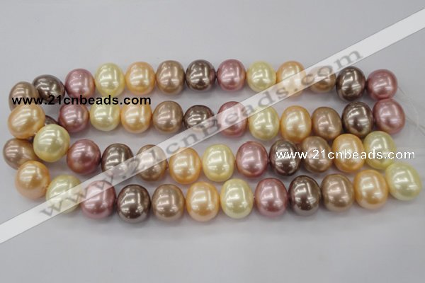 CSB715 15.5 inches 16*19mm oval mixed color shell pearl beads