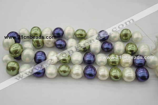 CSB717 15.5 inches 16*19mm oval mixed color shell pearl beads