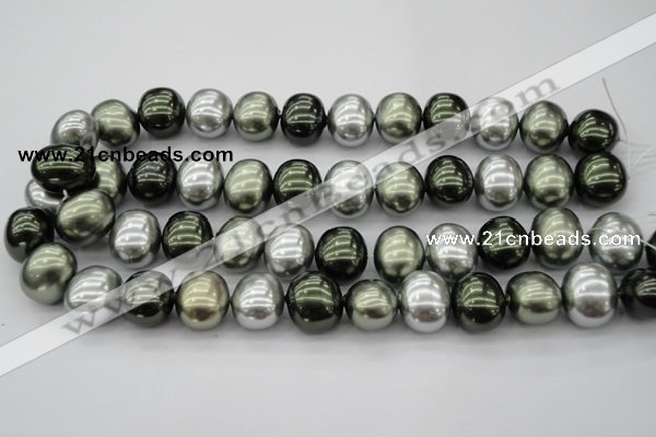 CSB718 15.5 inches 16*19mm oval mixed color shell pearl beads