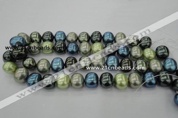 CSB719 15.5 inches 16*19mm oval mixed color shell pearl beads