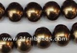 CSB806 15.5 inches 13*15mm oval shell pearl beads wholesale