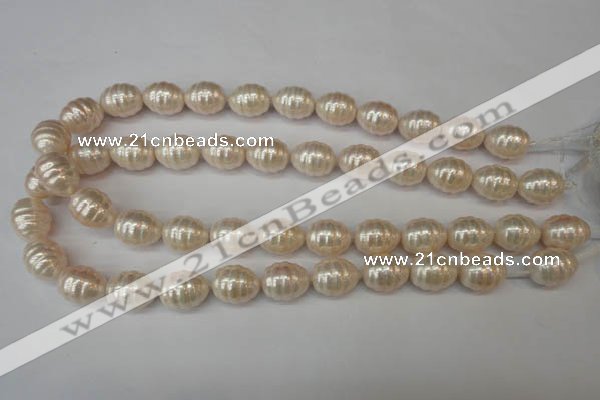 CSB885 15.5 inches 13*16mm whorl teardrop shell pearl beads wholesale