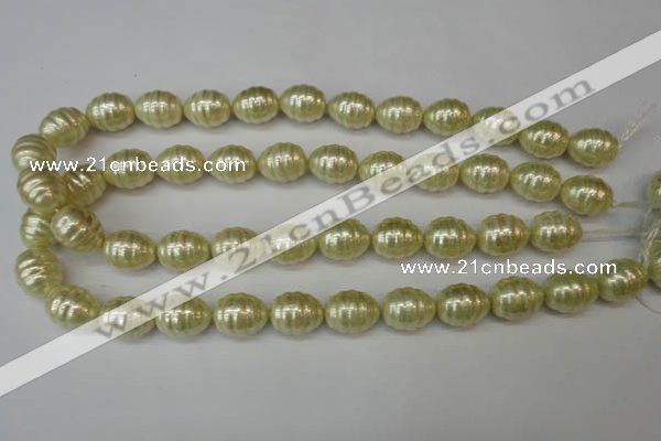 CSB887 15.5 inches 13*16mm whorl teardrop shell pearl beads wholesale