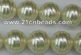 CSB896 15.5 inches 16mm whorl round shell pearl beads wholesale