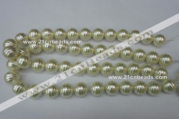 CSB896 15.5 inches 16mm whorl round shell pearl beads wholesale