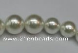 CSB920 15.5 inches 8mm - 14mm round shell pearl beads wholesale