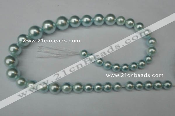 CSB922 15.5 inches 8mm - 14mm round shell pearl beads wholesale