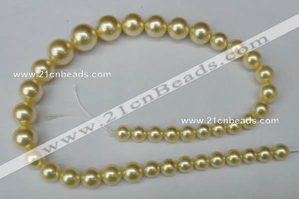 CSB923 15.5 inches 8mm - 14mm round shell pearl beads wholesale