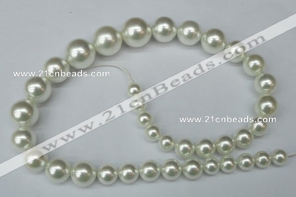 CSB930 15.5 inches 8mm - 16mm round shell pearl beads wholesale