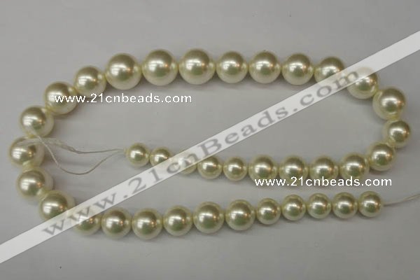 CSB931 15.5 inches 8mm - 16mm round shell pearl beads wholesale