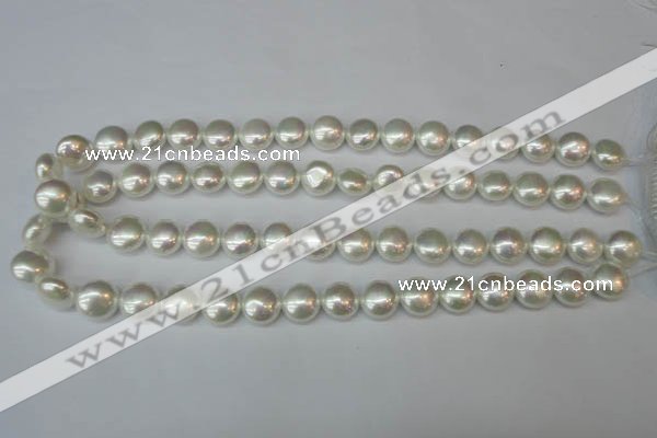 CSB940 15.5 inches 12mm flat round shell pearl beads wholesale