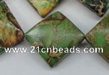 CSE134 22*22mm twisted diamond dyed natural sea sediment jasper beads