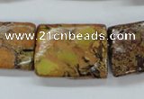 CSE148 18*25mm twisted rectangle dyed natural sea sediment jasper beads