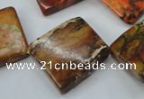 CSE155 22*22mm twisted diamond dyed natural sea sediment jasper beads