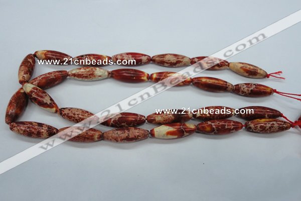 CSE208 15.5 inches 10*30mm rice dyed natural sea sediment jasper beads