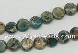 CSE5007 15.5 inches 8mm flat round natural sea sediment jasper beads