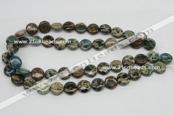 CSE5009 15.5 inches 16mm flat round natural sea sediment jasper beads