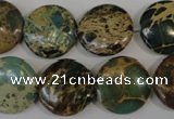 CSE5034 15.5 inches 18mm flat round natural sea sediment jasper beads