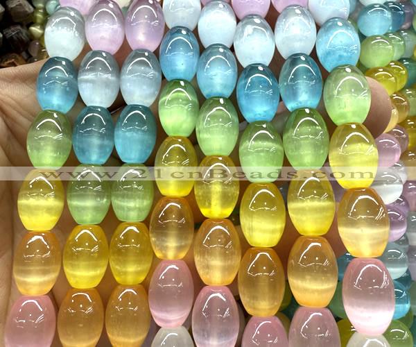 CSE756 15 inches 10*14mm rice rainbow selenite beads wholesale