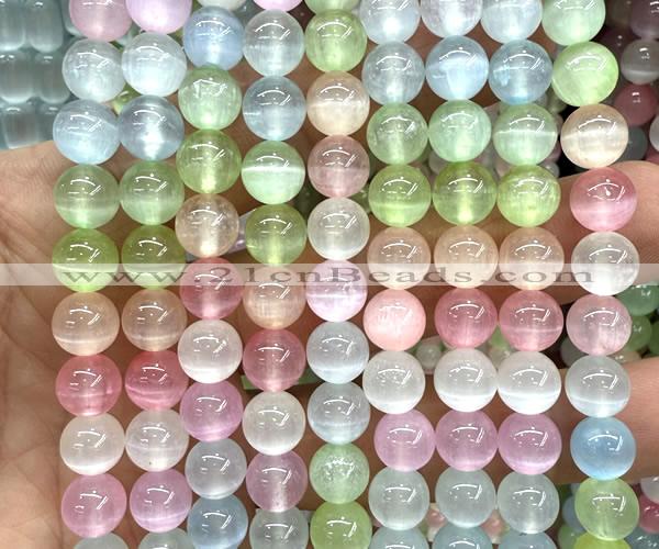 CSE761 15 inches 8mm round colorful selenite beads wholesale