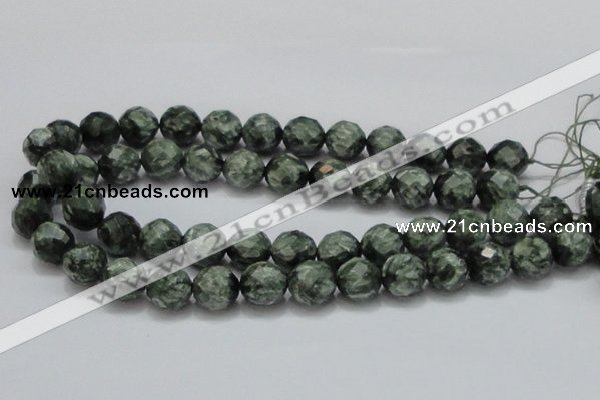 CSH10 15.5 inches 16mm faceted round natural seraphinite beads