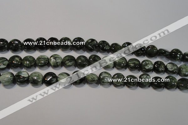 CSH120 15.5 inches 8mm flat round natural seraphinite gemstone beads