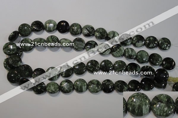 CSH124 15.5 inches 16mm flat round natural seraphinite gemstone beads