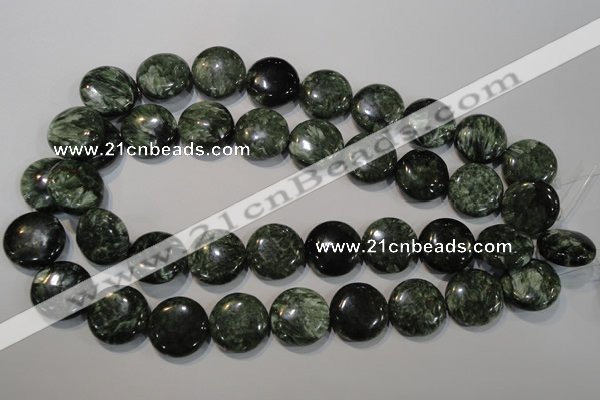 CSH126 15.5 inches 20mm flat round natural seraphinite gemstone beads