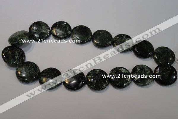 CSH127 15.5 inches 25mm flat round natural seraphinite gemstone beads