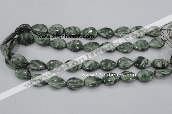 CSH51 15*20mm flat teardrop natural seraphinite gemstone beads