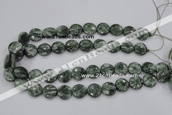 CSH52 15 inches 14mm flat round natural seraphinite gemstone beads