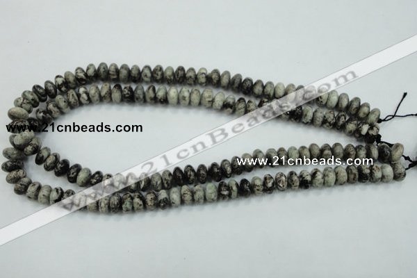 CSI05 15.5 inches 5*10mm rondelle silver scale stone beads wholesale