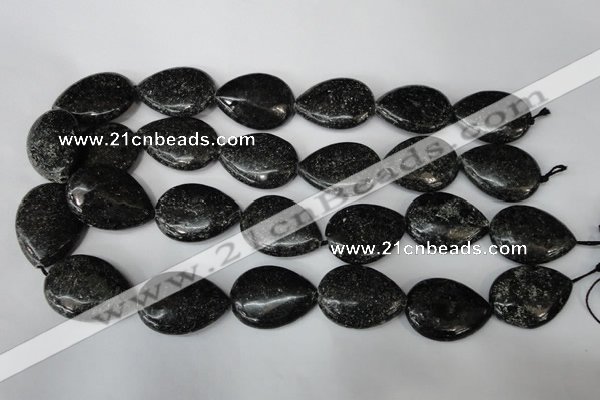 CSI107 15.5 inches 22*30mm flat teardrop silver scale stone beads