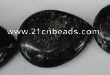 CSI109 15.5 inches 30*40mm flat teardrop silver scale stone beads