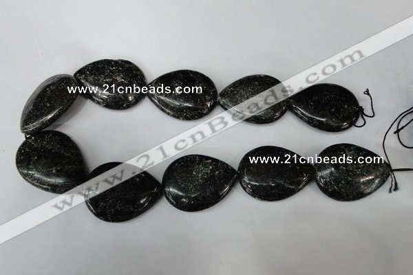 CSI109 15.5 inches 30*40mm flat teardrop silver scale stone beads