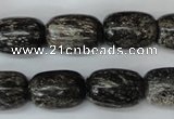 CSI22 15.5 inches 13*18mm drum silver scale stone beads wholesale