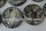 CSI29 15.5 inches 25mm flat round silver scale stone beads wholesale