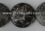 CSI30 15.5 inches 30mm flat round silver scale stone beads wholesale