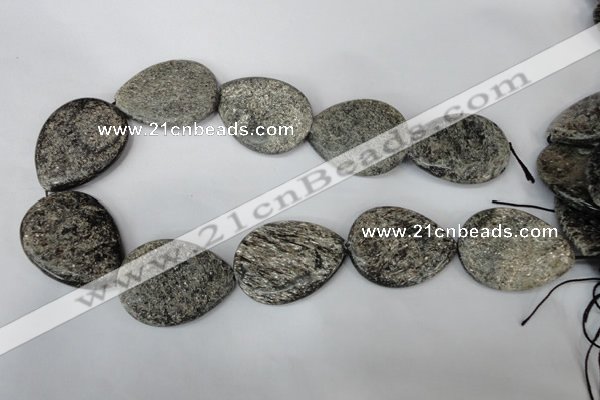 CSI40 15.5 inches 30*40mm flat teardrop silver scale stone beads wholesale