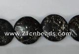 CSI87 15.5 inches 20mm flat round silver scale stone beads wholesale