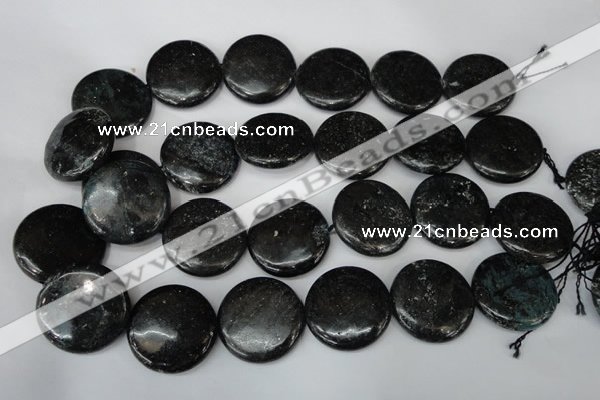 CSI89 15.5 inches 30mm flat round silver scale stone beads wholesale