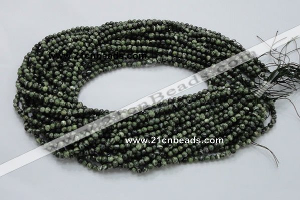 CSJ01 15.5 inches 4mm round green silver line jasper beads wholesale