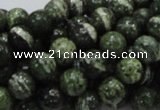 CSJ03 15.5 inches 8mm round green silver line jasper beads wholesale