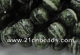 CSJ05 15.5 inches 12mm round green silver line jasper beads wholesale