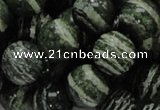 CSJ06 15.5 inches 14mm round green silver line jasper beads wholesale