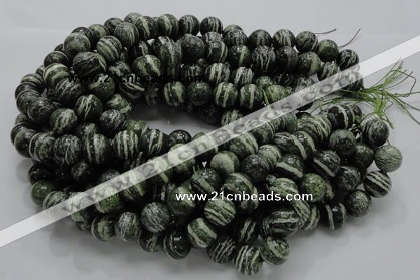 CSJ06 15.5 inches 14mm round green silver line jasper beads wholesale