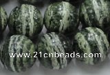 CSJ07 15.5 inches 16mm round green silver line jasper beads wholesale